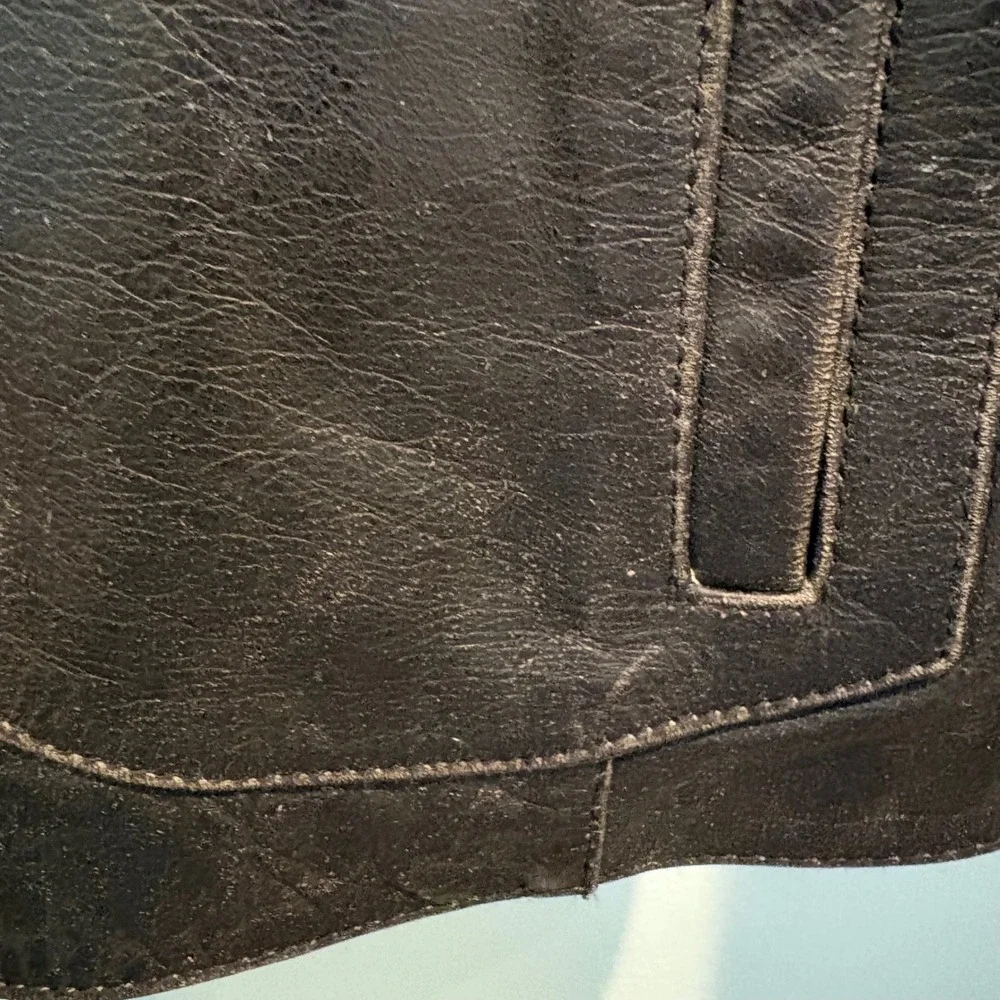 Vtg y2K Wilsons Leather Maxima Jacket Large Slim Chocolate Brown Western Moto - Picture 15 of 16